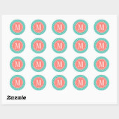 Turquoise Marokkaanse Tegels Lattice Gepersonalise Ronde Sticker (Vel)