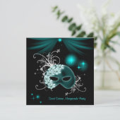 Turquoise maskers Sweet 16 masqueradefeest Kaart (Staand voorkant)