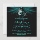 Turquoise maskers Sweet 16 masqueradefeest Kaart (Achterkant)