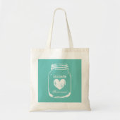 Turquoise mason jar bruiloft bridesmaid canvas tas (Voorkant)