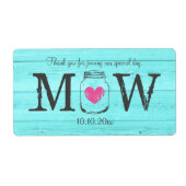 Turquoise mason jar bruiloft water fles labels (Voorkant)