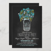 Turquoise Mason Jar krijtbord verlovingsfeest Kaart (Voorkant / Achterkant)