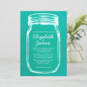 Turquoise  Mason Jar Wedding Invitations Kaart (Staand voorkant)