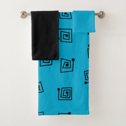 Turquoise Mazes Bath Towel Set Bad Handdoek (Insitu)