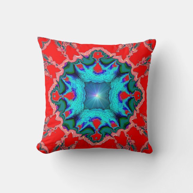 Turquoise Medallion op Red American MoJo Pillow Kussen (Voorkant)