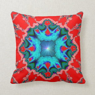 Turquoise Medallion op Red American MoJo Pillow Kussen