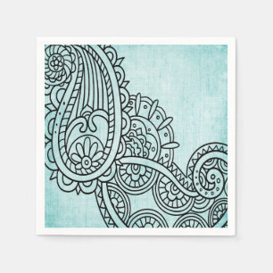 Turquoise Mehndi Motief Papieren servetten