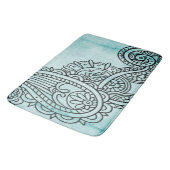 Turquoise Mehndi Motif Bath Mat (Gekanteld)