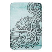 Turquoise Mehndi Motif Bath Mat (Voorkant Verticaal)