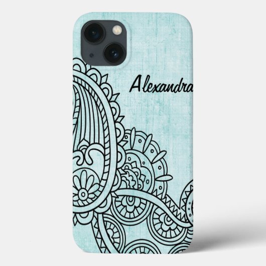 Turquoise Mehndi Motif iPad Air Case (Achterkant)