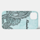Turquoise Mehndi Motif iPad Air Case (Achterkant (horizontaal))