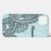 Turquoise Mehndi Motif iPad Case (Achterkant (horizontaal))