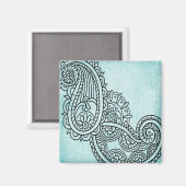 Turquoise Mehndi Motif Magnet (Voorkant / Achterkant)