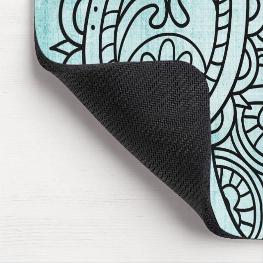 Turquoise Mehndi Motif Mousepad Muismat (Hoek)