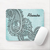 Turquoise Mehndi Motif Mousepad Muismat (Met muis)