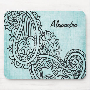 Turquoise Mehndi Motif Mousepad Muismat