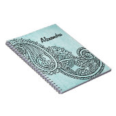 Turquoise Mehndi Motif Notitieboek (Rechterzijde)