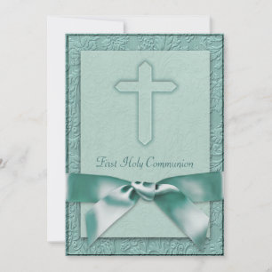 Turquoise Meisjes Eerste Communie Uitnodiging