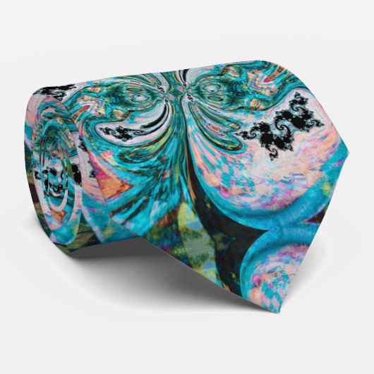 Turquoise Melted Swirl Stropdas (Opgerold)