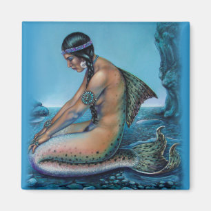 turquoise mermaid fantasy art magnet