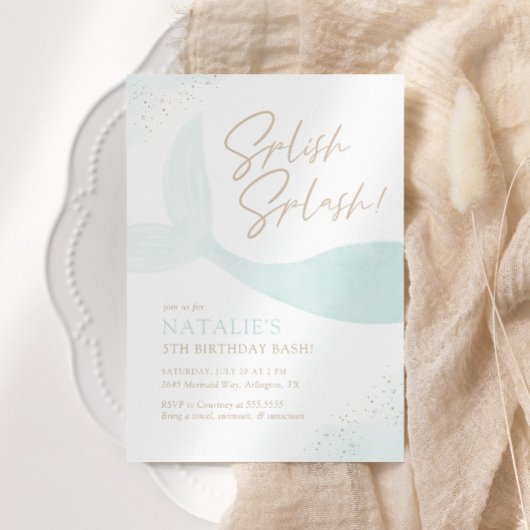 Turquoise Mermaid Girl Birthday Party Kaart