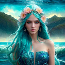 Turquoise Mermaid of the Sea decoupage paper v2