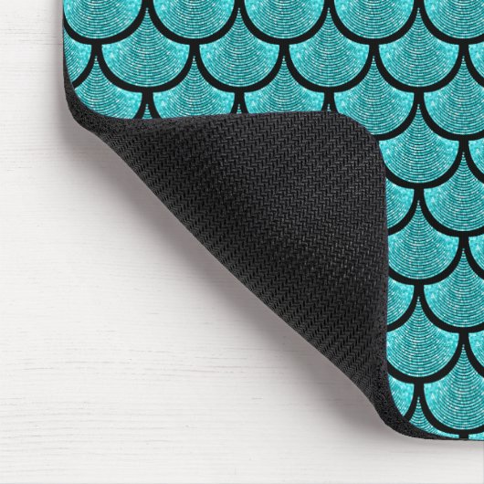 Turquoise mermaid scale met glittereffect muismat (Hoek)