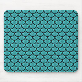 Turquoise mermaid scale met glittereffect muismat