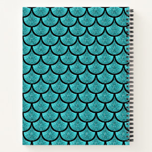 Turquoise mermaid scale met glittereffect notitieboek