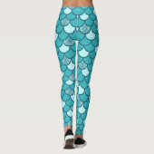 Turquoise Mermaid Scale Pattern met Glitter Leggings (Achterkant)