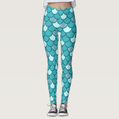 Turquoise Mermaid Scale Pattern met Glitter Leggings (Voorkant)