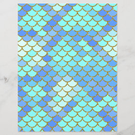 Turquoise Mermaid Scales Scrapbook Paper