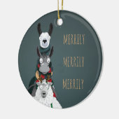Turquoise "Merrily Merrily" winterdieren Keramisch Ornament (Links)