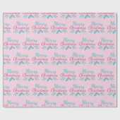 Turquoise Merry Christmas Pastel Roze Naadloos Cadeaupapier (Vlak)