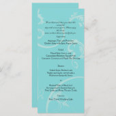 Turquoise met Black Swirl Flourish Wedding Menu (Voorkant / Achterkant)