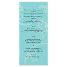 Turquoise met Black Swirl Flourish Wedding Menu
