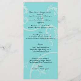 Turquoise met Black Swirl Flourish Wedding Menu