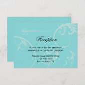 Turquoise met Black Swirl Wedding Reception Informatiekaartje (Voorkant / Achterkant)