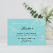 Turquoise met Black Swirl Wedding Reception Informatiekaartje (Staand voorkant)