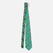 Turquoise met blauw floraal stropdas (Achterkant)