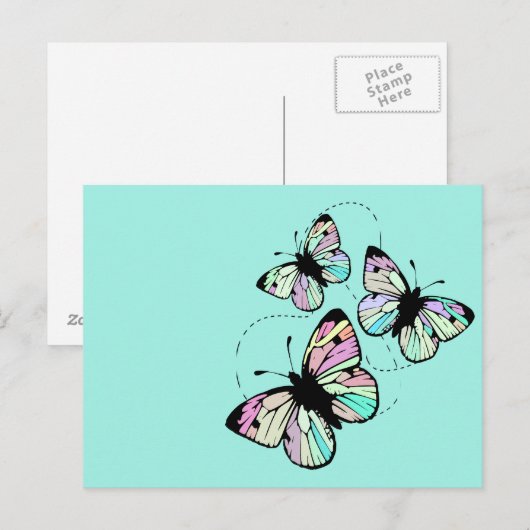 Turquoise met Briefkaart Butterflies (Voorkant / Achterkant)