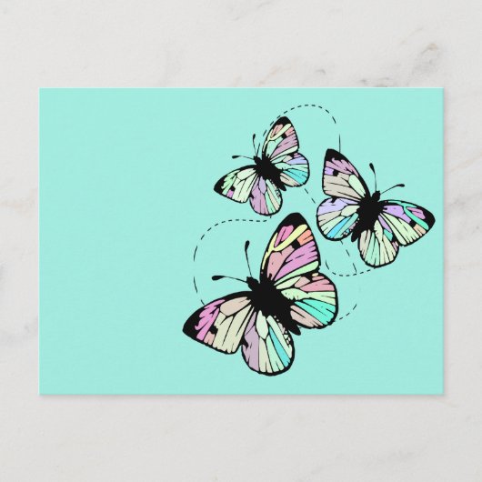 Turquoise met Briefkaart Butterflies (Voorkant)