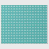 Turquoise met Charmant Wit Hart Patroon Cadeaupapier (Vlak)