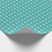 Turquoise met Charmant Wit Hart Patroon Cadeaupapier (Hoek)