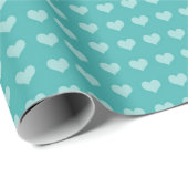 Turquoise met Charmant Wit Hart Patroon Cadeaupapier (Rol Hoek)