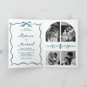 Turquoise met de hand getekende boog QR-code foto  (Binnen)