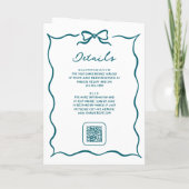 Turquoise met de hand getekende boog QR-code foto  (Achterkant)