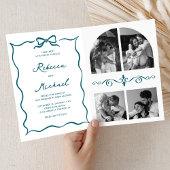 Turquoise met de hand getekende boog QR-code foto 