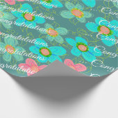 Turquoise met Floral Design Cadeaupapier (Hoek)