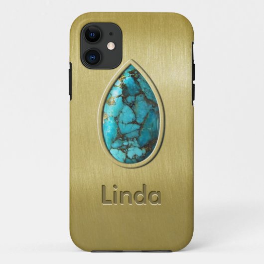 Turquoise met Gold Bezel Case-Mate iPhone Case (Achterkant)